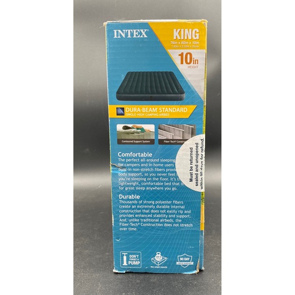 Intex Dura-Beam Standard King Single-High Camping Airbed 10in Blue 66168WL - Picture 2 of 5